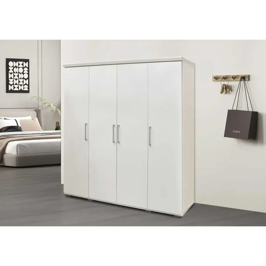 Rousseau Kledingkast Nikkie - 183x160x52cm - 4 deuren - wit