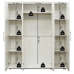 Rousseau Kledingkast Nikkie - 183x160x52cm - 4 deuren - wit