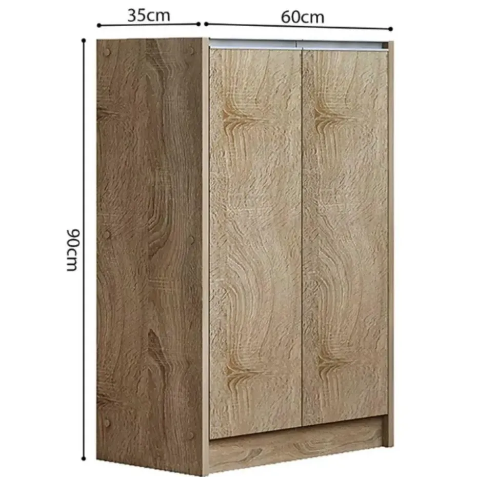 Rousseau Lilly' Sonoma Schoenenkast - 2 Deurs Spaanplaat - H90 x B60 x D35 cm