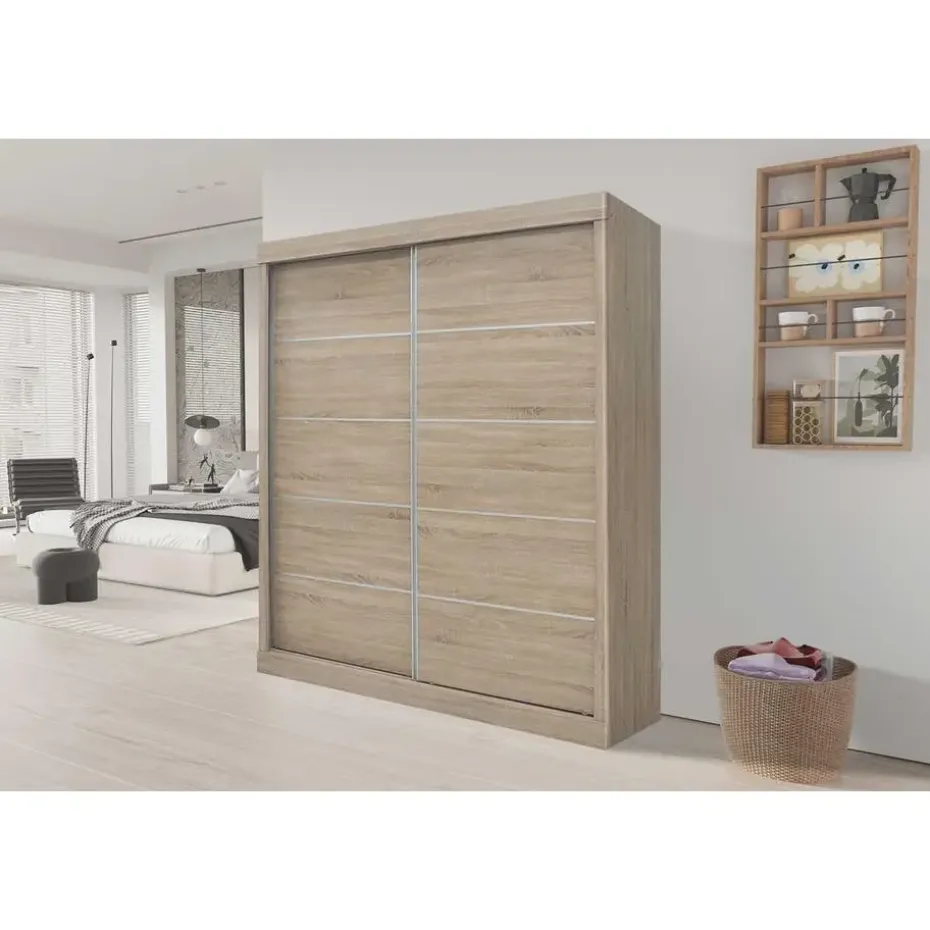 Rousseau Schuifdeurkast Mike - 182,5 x 52,5 cm x 197,5 cm - Sonoma-afwerking