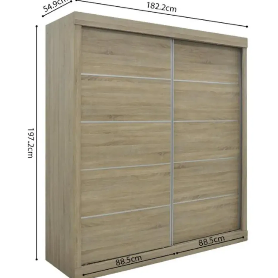 Rousseau Schuifdeurkast Mike - 182,5 x 52,5 cm x 197,5 cm - Sonoma-afwerking