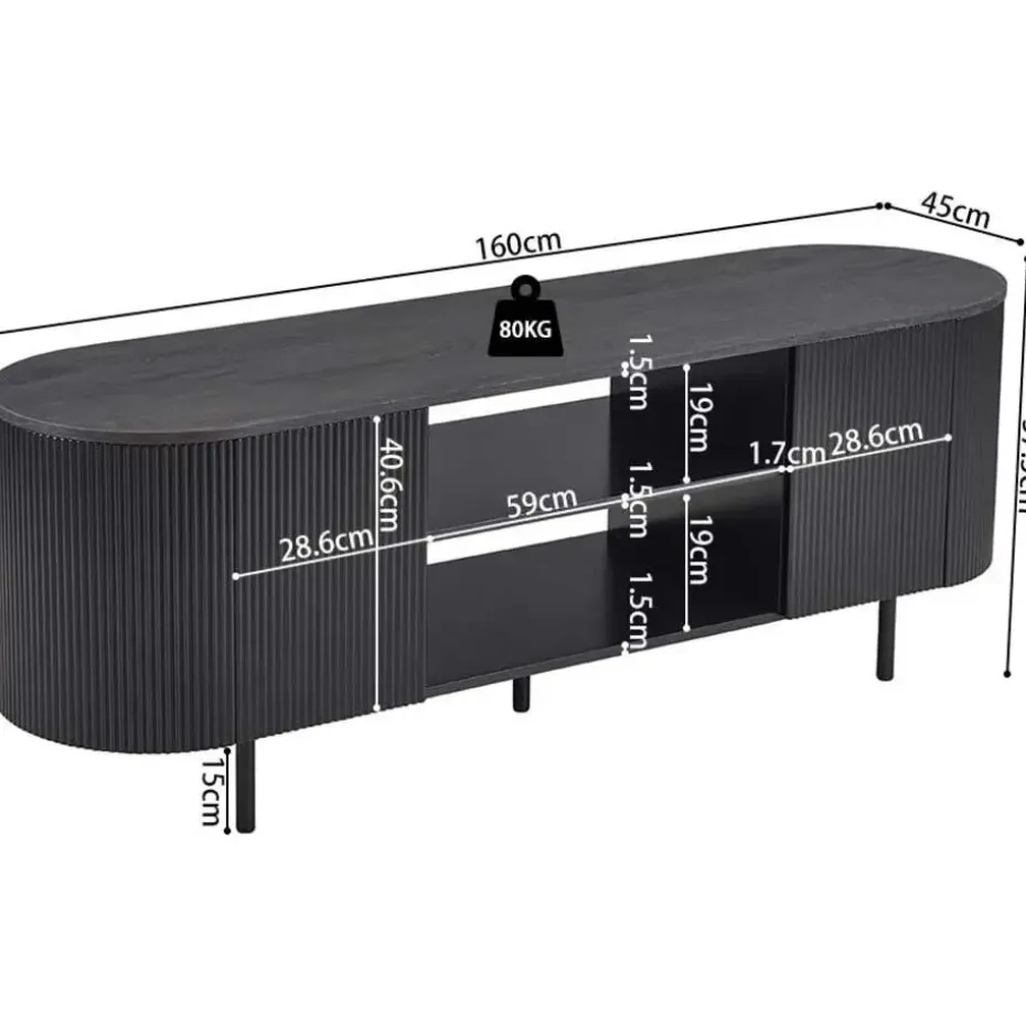 Rousseau tv-meubel Lagos - 160 x 45 x 58 cm - Donkerbruin