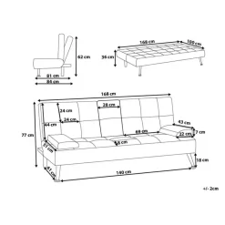 ROXEN - Slaapbank 3-zits - Donkergrijs - Polyester