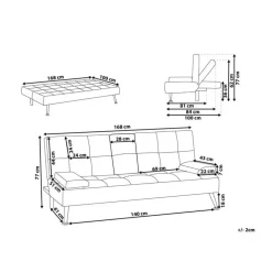 ROXEN - Slaapbank 3-zits - Donkergrijs - Polyester