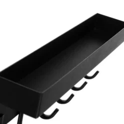 Ruhhy Kapstok - zwart - 8 x 24 cm - ijzer - 6 haken - met plank