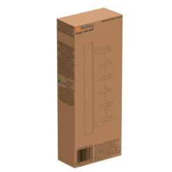 Ruhhy Kapstok - zwart - 8 x 24 cm - ijzer - 6 haken - met plank