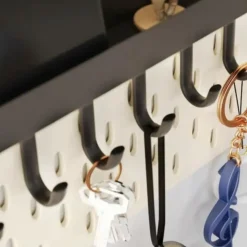 Ruhhy Kapstok - zwart - 8 x 24 cm - ijzer - 6 haken - met plank