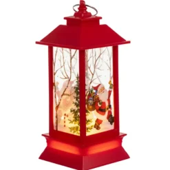 Ruhhy Kerstlantaarn - rood - 12 x 5 cm - kunststof - LED