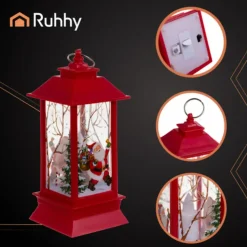 Ruhhy Kerstlantaarn - rood - 12 x 5 cm - kunststof - LED