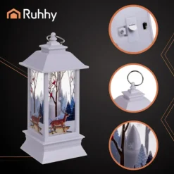 Ruhhy Kerstlantaarn - wit - 12 x 5 cm - kunststof - LED