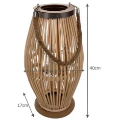 Ruhhy Lantaarn Rotan - bamboe - natuurlijke look - H40 cm