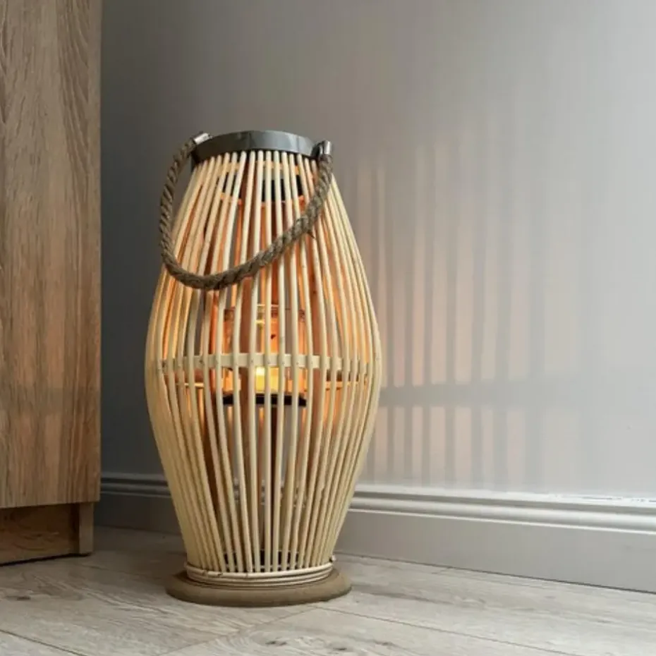 Ruhhy Lantaarn Rotan - bamboe - natuurlijke look - H40 cm