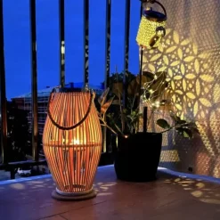 Ruhhy Lantaarn Rotan - bamboe - natuurlijke look - H40 cm