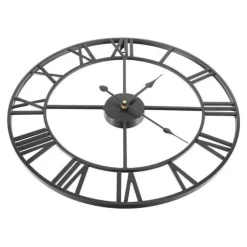 Ruhhy Wandklok/muur klok Vintage - metaal - zwart - D47 cm - 3D