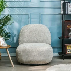 Salonstoel Swivel van metaal en beige fluweel