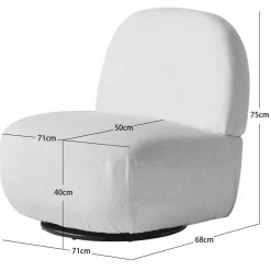 Salonstoel Swivel van metaal en beige fluweel