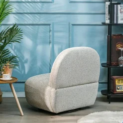 Salonstoel Swivel van metaal en beige fluweel