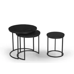 Salontafel Organisch - Zwart Mangohout - Set Van 3 - Kila