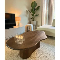 Salontafel Organisch 120cm - Donkerbruin Mangohout - Jessie