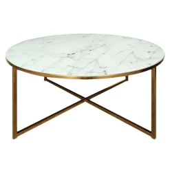 Salontafel Ostana - wit/brons - Ø80x45 cm