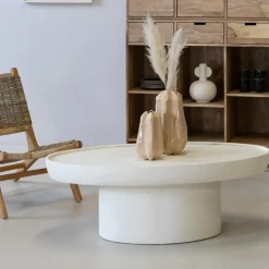 Salontafel Ovaal - Beige - Betonlook - 120cm - Tess