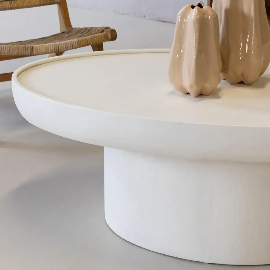 Salontafel Ovaal - Beige - Betonlook - 120cm - Tess