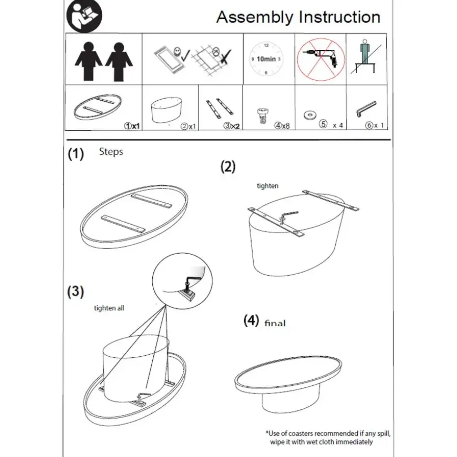 Salontafel Ovaal - Beige - Betonlook - 120cm - Tess