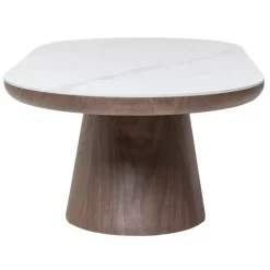 Salontafel Ovaal - Walnoot Hout/Keramisch - 120x60x38cm - Alba