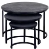 Salontafel Rond - Mangohout Zwart - Set Van 3 - Tres
