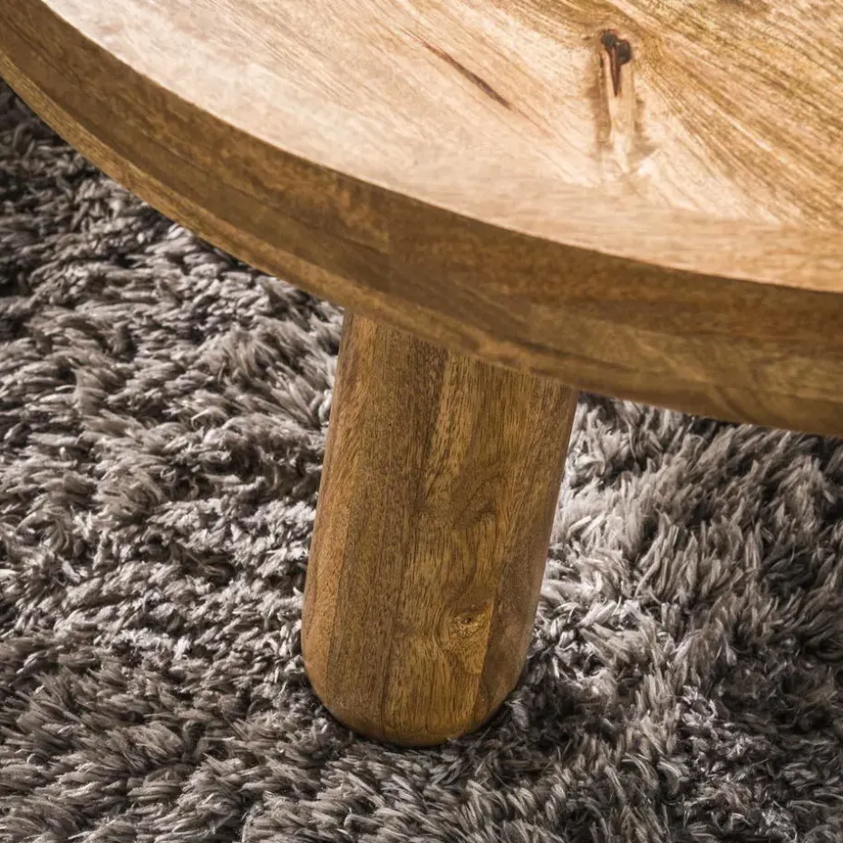 Salontafel Rond - Naturel Mangohout - Set Van 2 - Tripod
