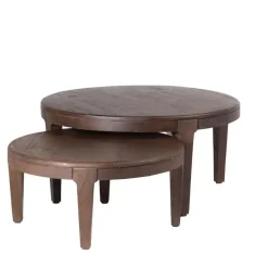 Salontafel Set van 2 - Acaciahout - Rond - Tafel Mio