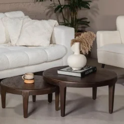 Salontafel Set van 2 - Acaciahout - Rond - Tafel Mio