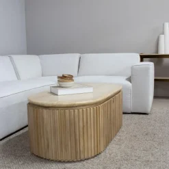 Salontafel Travertin - Naturel Mangohout - 120x60x40cm - Sven