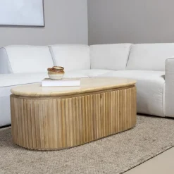 Salontafel Travertin - Naturel Mangohout - 120x60x40cm - Sven