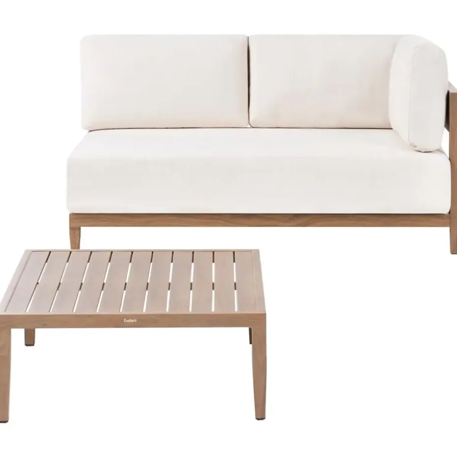 SAMPIERI - Tuinbank met salontafel - Bruin/ Lichtbeige - Aluminium