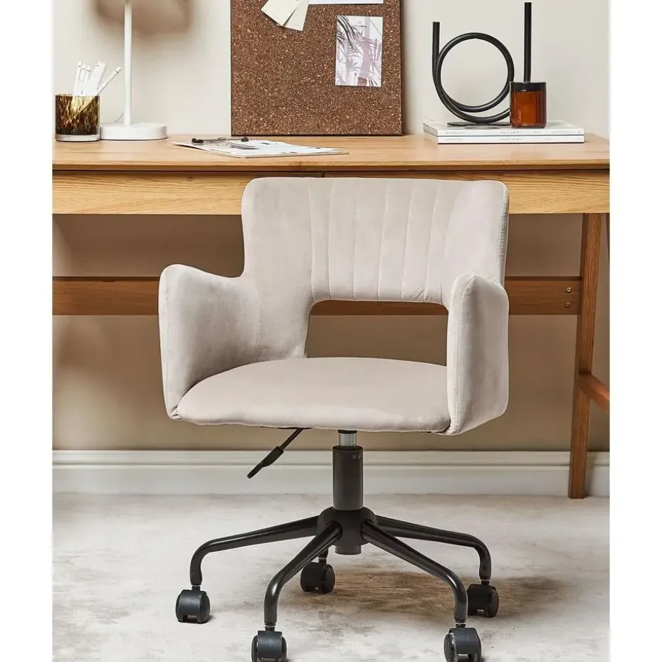 SANILAC - Bureaustoel - Beige - Fluweel