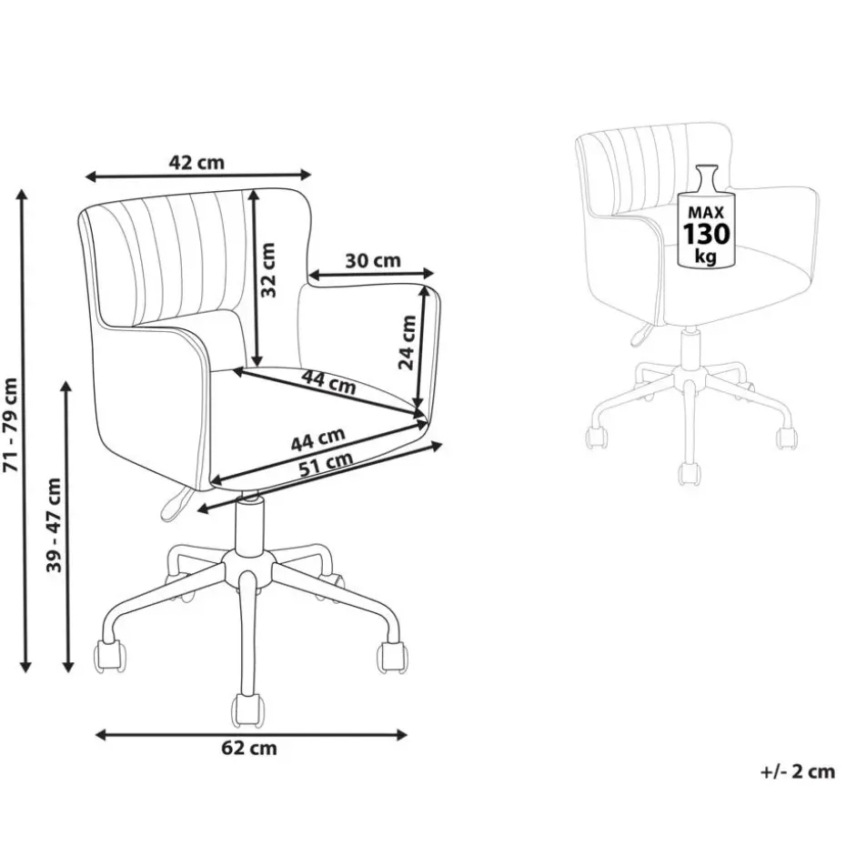 SANILAC - Bureaustoel - Beige - Fluweel