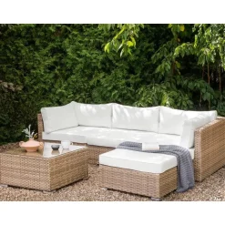 SANO II - Loungeset - Natuurlijk/Wit - Linkszijdig - Kunstrotan