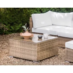 SANO II - Loungeset - Natuurlijk/Wit - Linkszijdig - Kunstrotan