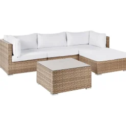 SANO II - Loungeset - Natuurlijk/Wit - Linkszijdig - Kunstrotan