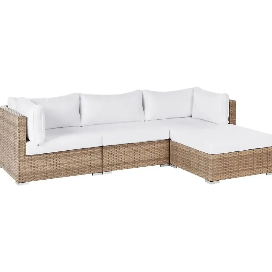 SANO II - Loungeset - Natuurlijk/Wit - Linkszijdig - Kunstrotan