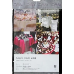 Santex Feest tafelkleed/tafellaken rond - zwart - 240 cm - stof