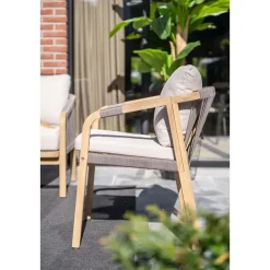 Santos dining fauteuil - acaciahout met white wash - taupe - sand