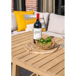 Santos lounge-diningset - 5-dlg.-links -acaciahout met white wash-sand