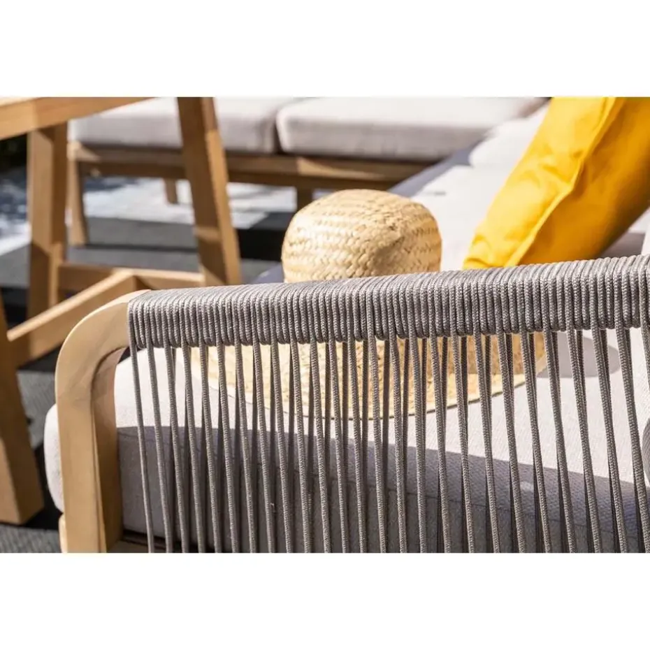 Santos lounge-diningset - 5-dlg.-links -acaciahout met white wash-sand