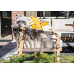 Santos lounge-diningset - 5-dlg.-links -acaciahout met white wash-sand