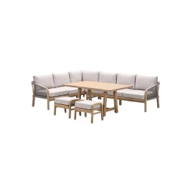 Santos lounge-diningset - 5-dlg.-links -acaciahout met white wash-sand