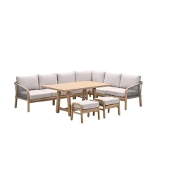Santos lounge-diningset - 5-dlg.-rechts-acaciahout met white wash-sand