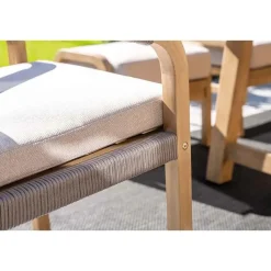 Santos lounge-diningset - 5-dlg.-rechts-acaciahout met white wash-sand