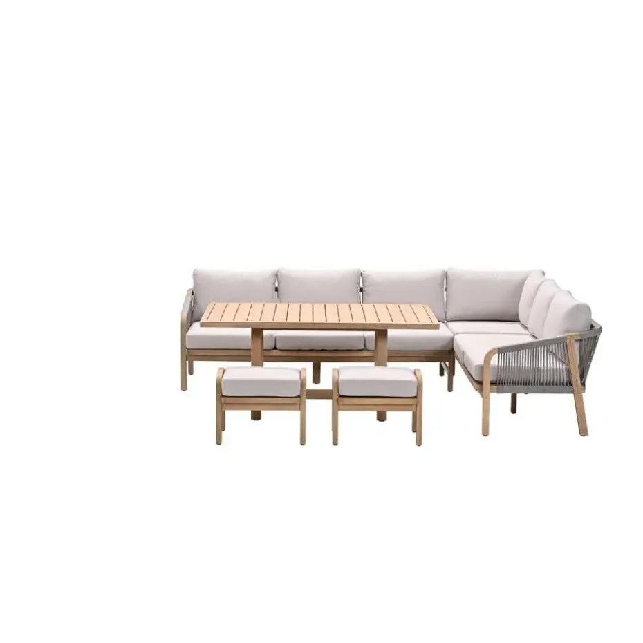 Santos lounge-diningset - 5-dlg.-rechts-acaciahout met white wash-sand